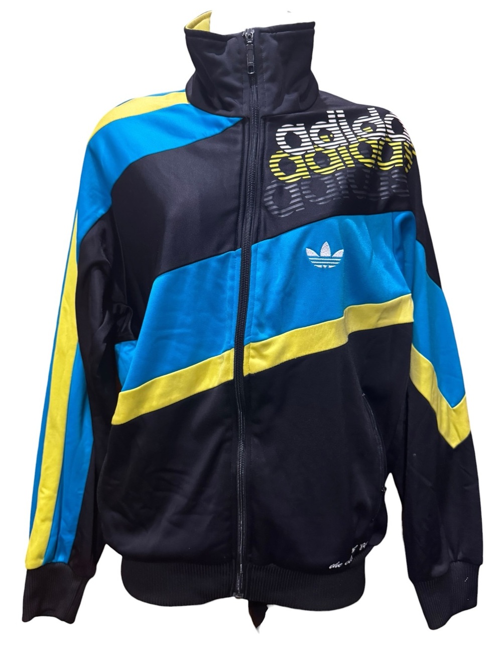 adidas Vintage 80’s Black Blue Yellow Retro Track Jacket